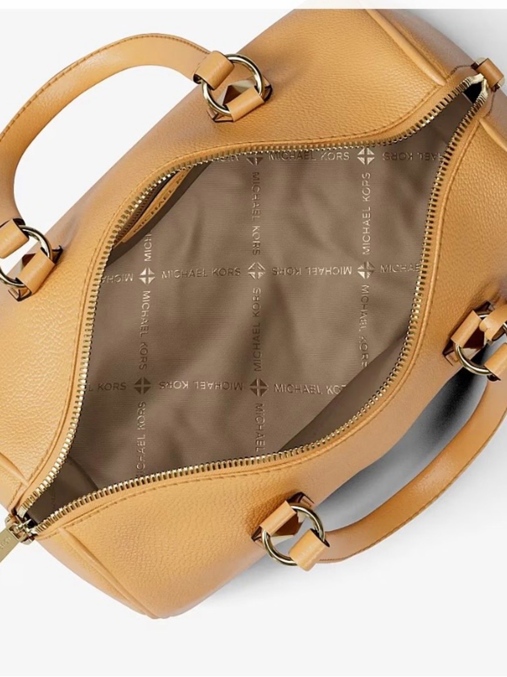 Michael Kors Pebbled Leather Satchel in Mustard - Picture 2 of 3